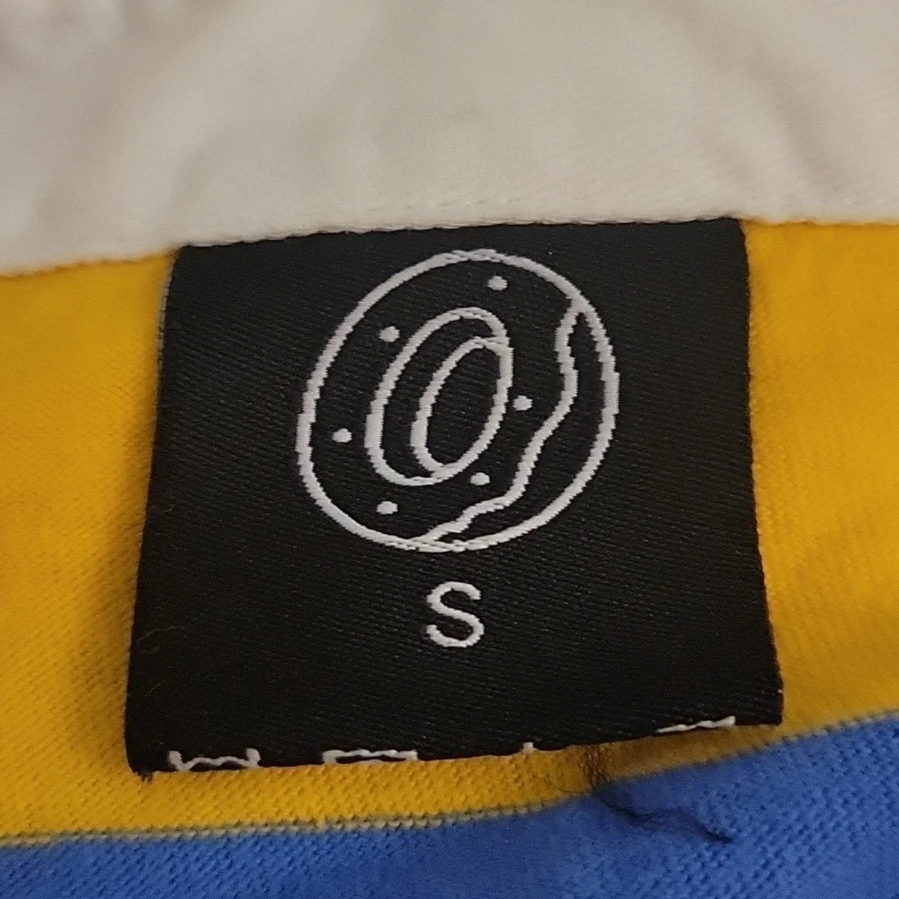 VTG ODD FUTURE Canary Yellow Striped Cropped Long Sleeve Baddie Rugby Shirt - Picture 6 of 7